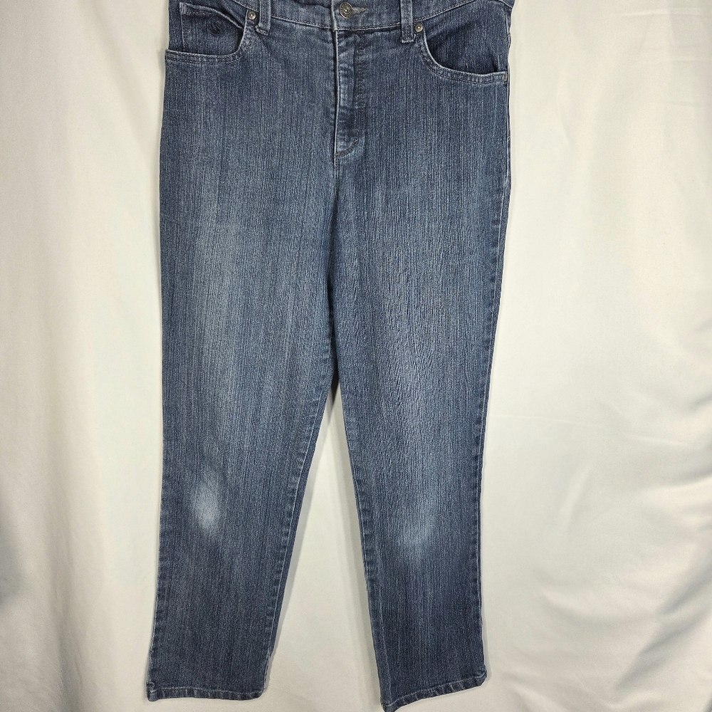 Gloria Vanderbilt Amanda 5 Pocket Rhinestone Accent Denim Blue Jeans Size 8P